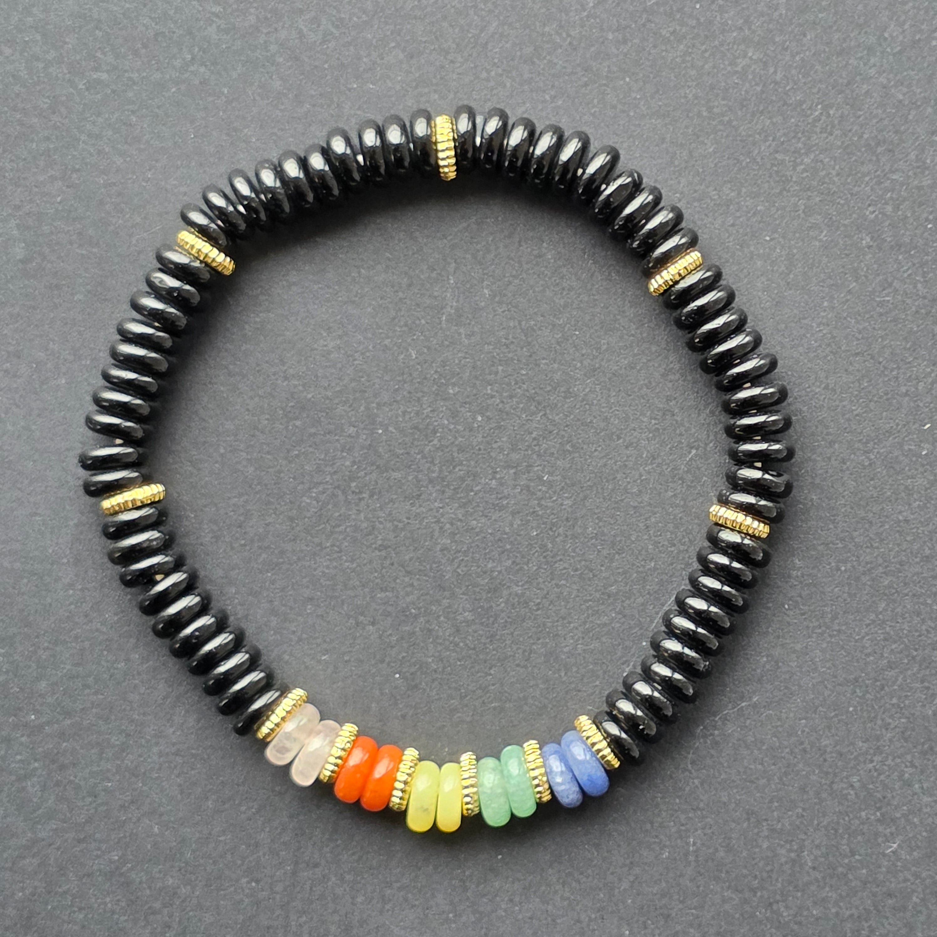 Bratara discuri onix negru | 7 chakre