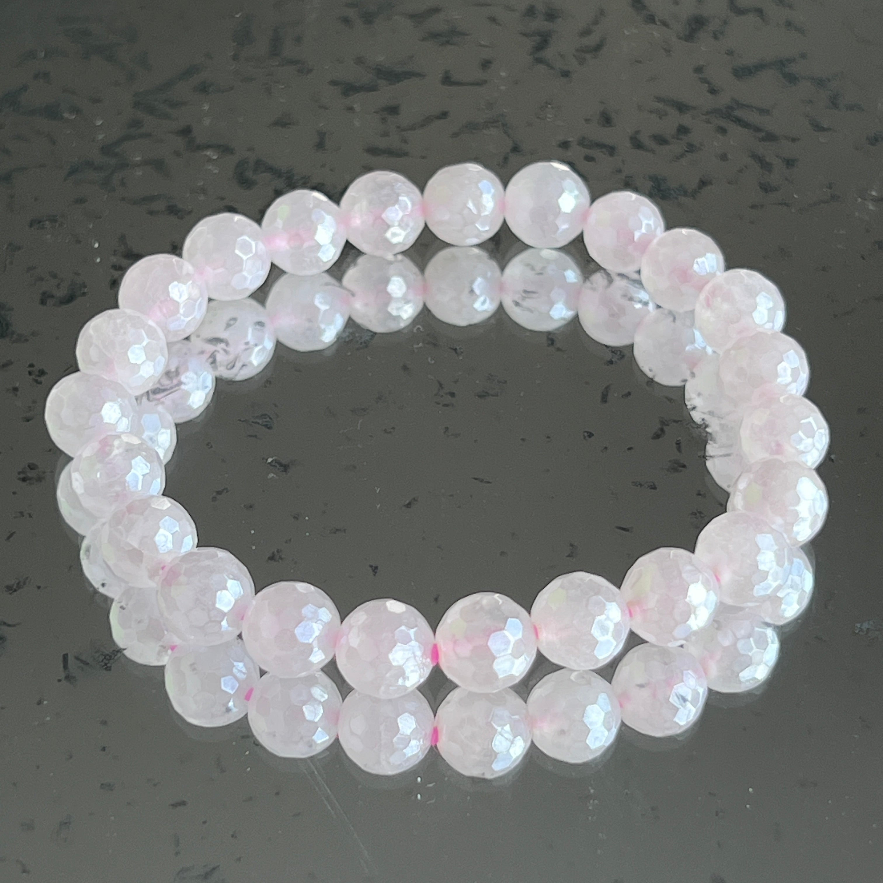 Bratara fatetata cuart roz aura 8 mm