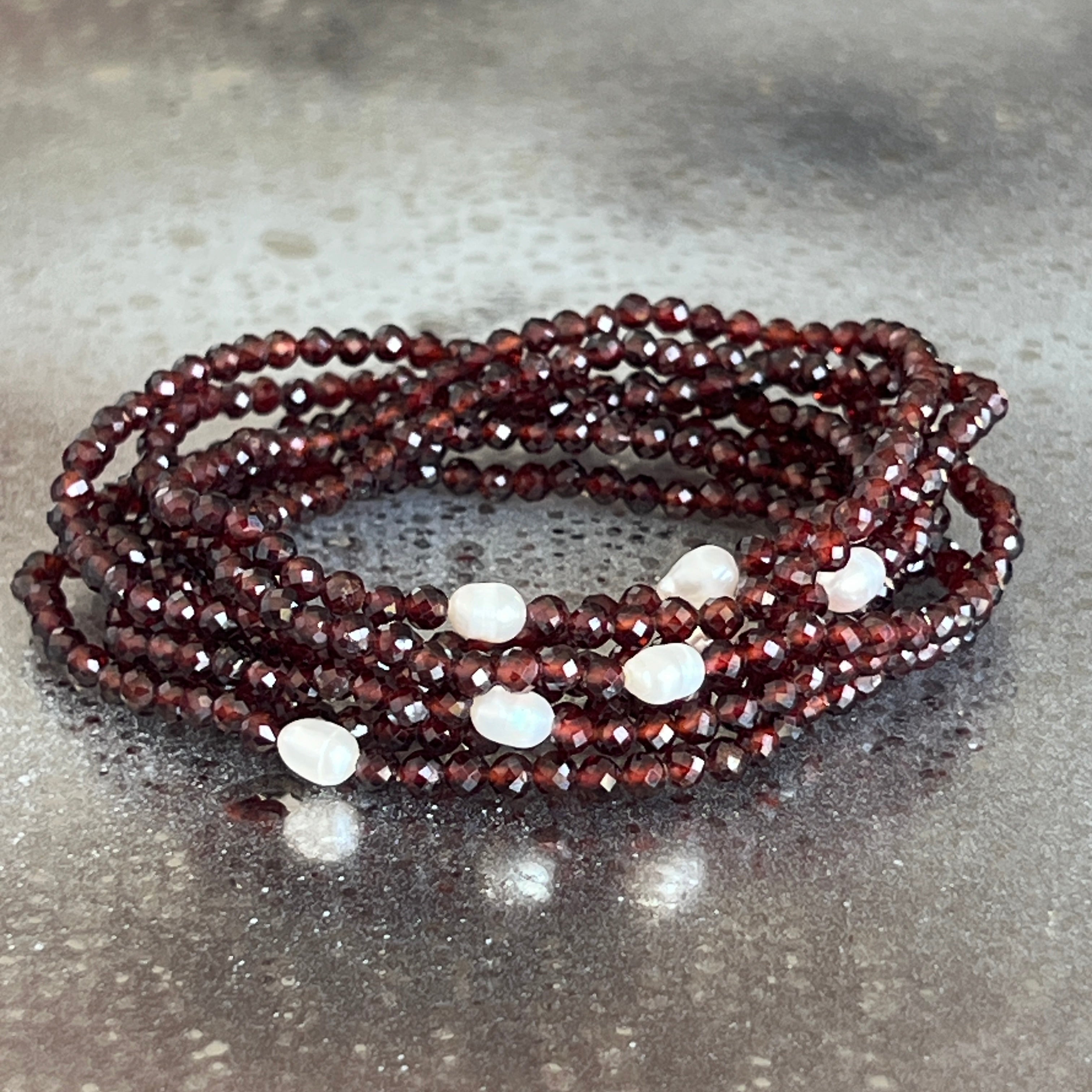 Brățară fatetata granat 3 mm | Pearl