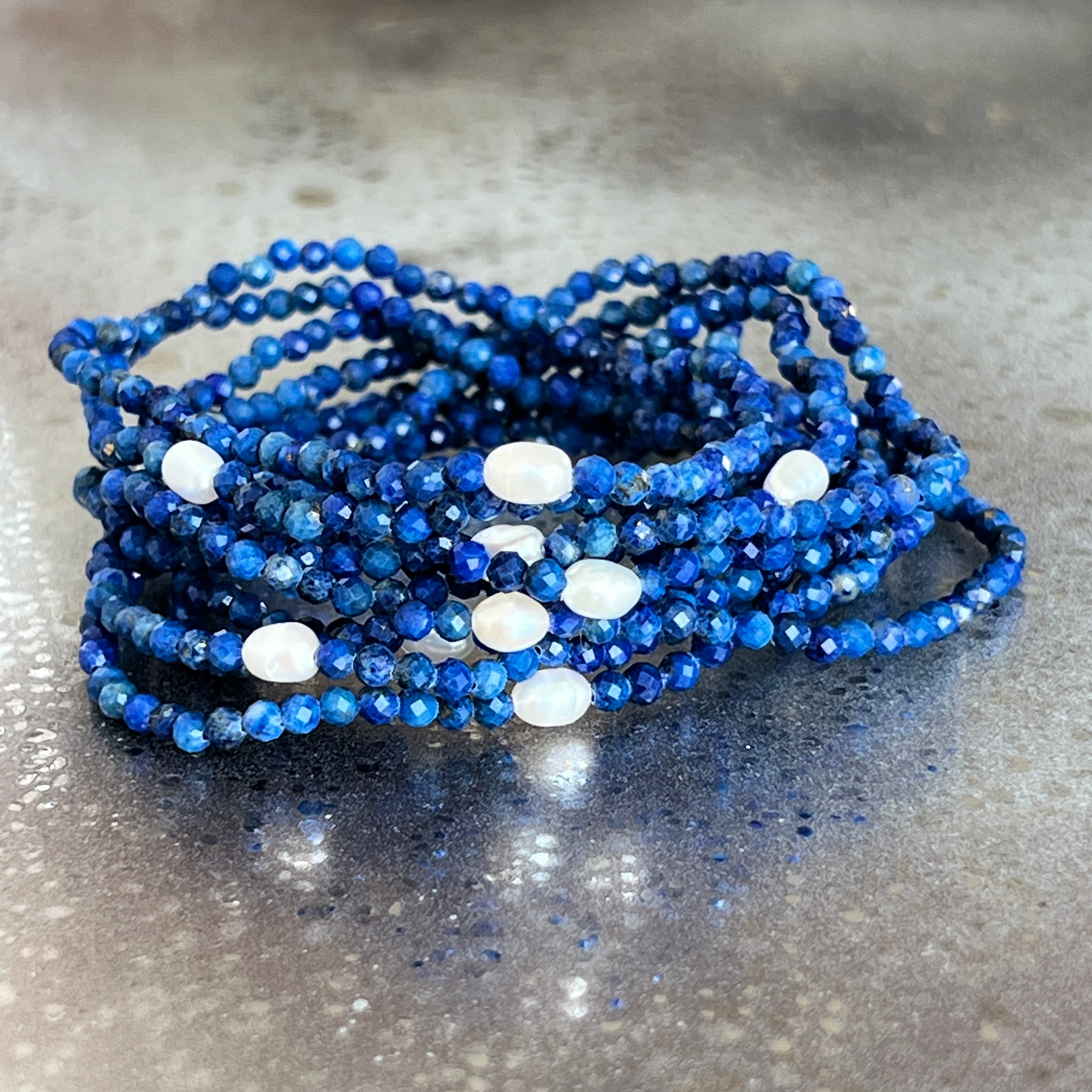 Bratara fatetata lapis lazuli 3 mm | Pearl