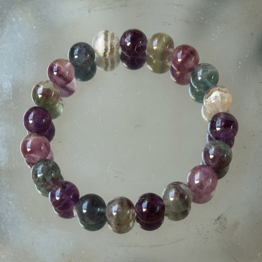 Bratara fluorit curcubeu 10-11 mm