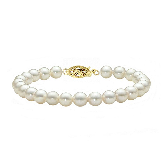 Bratara Perle Japoneze Akoya 7-7,5 mm cu Inchizatoare Aur Galben 14K KASKADDA