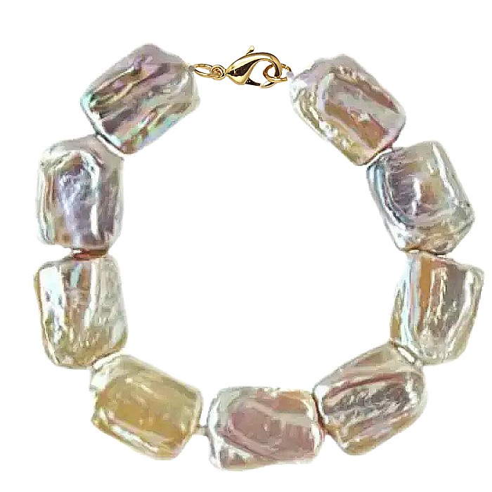 Bratara Perle Naturale Baroque cu Inchizatoare din Aur de 14k