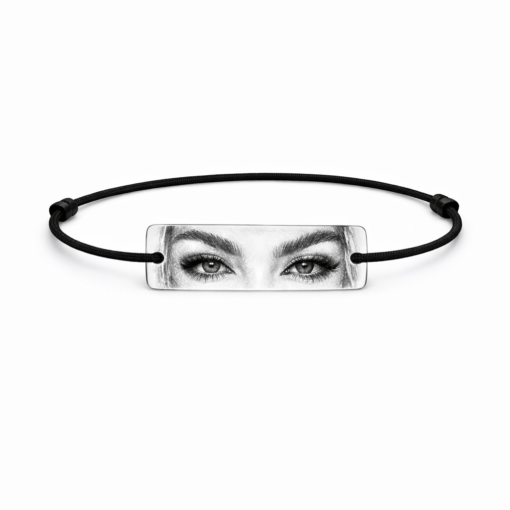 Bratara Personalizata Eyes cu Argint - Neagra