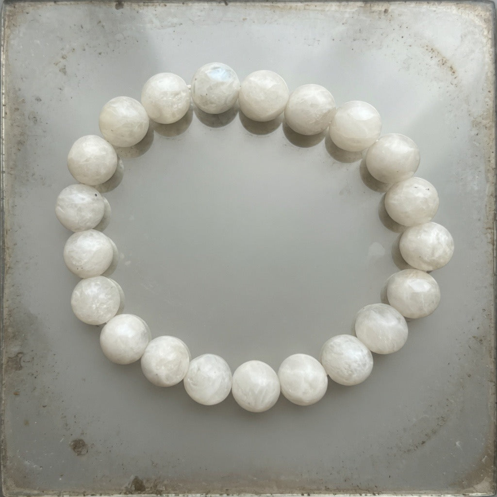 Bratara piatra lunii alba 10 mm