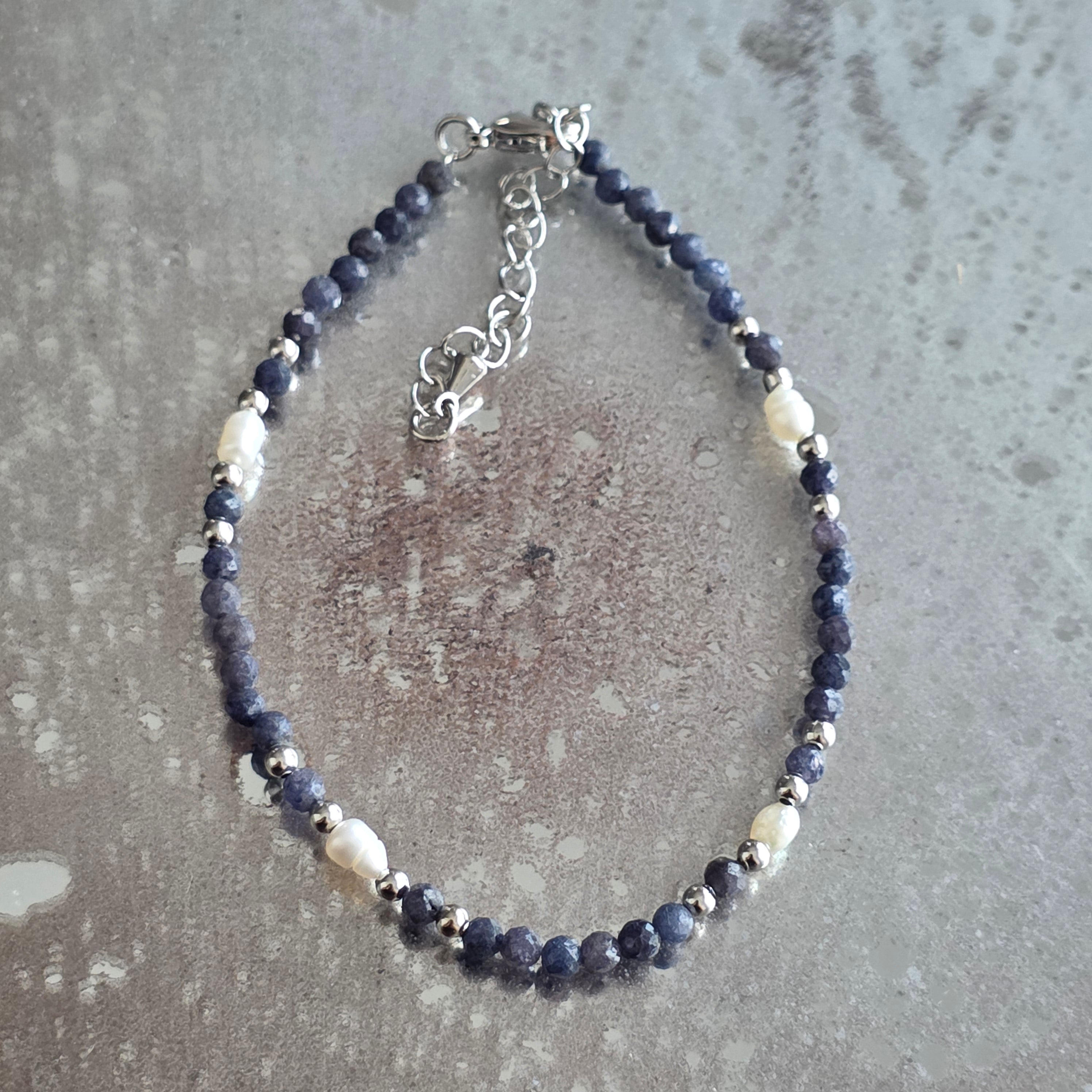 Bratara reglabila fatetata safir 3.5 mm | Pearl