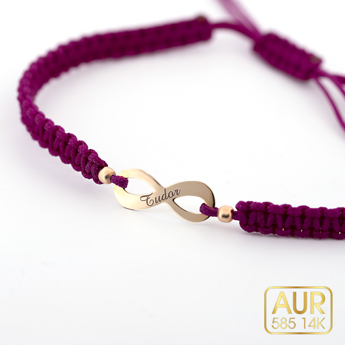 Bratara snur Infinity Aur 14k-personalizata prin gravura