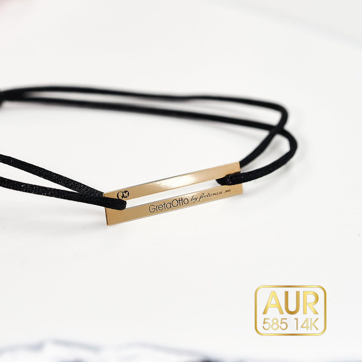 Bratara snur placa Aur 14k-personalizata prin gravura