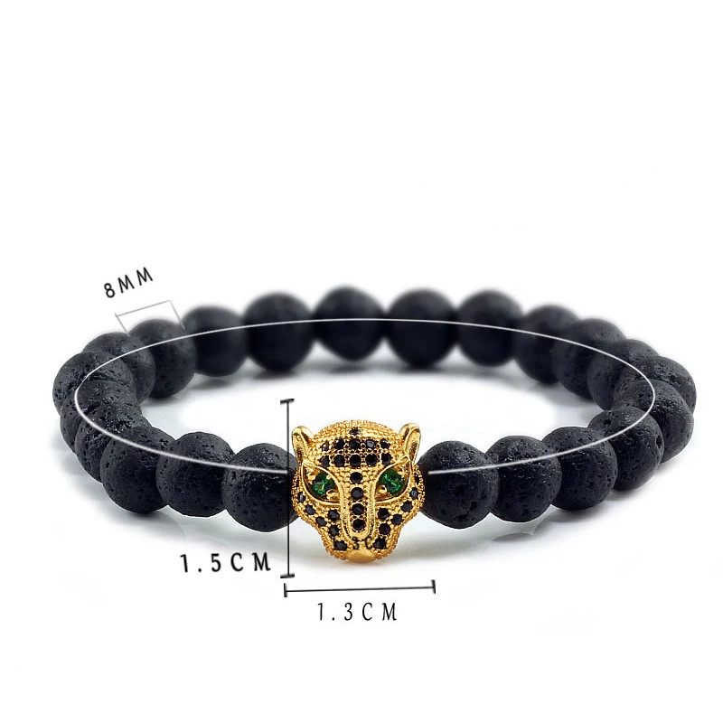 Bratara unisex leopard, BT146, Negru/Rose gold - poza 2