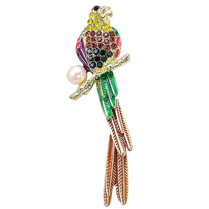 Brosa Colorful Parrot cu Perla Naturala