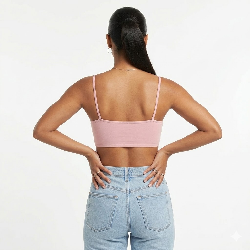 Bustiera din bumbac pentru dama, 46722, Roz pal - poza 2