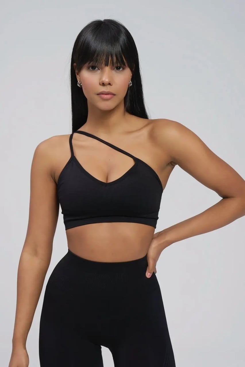 Bustieră Sport Push-Up cu Bretele Versatile,53611, negru - poza 1