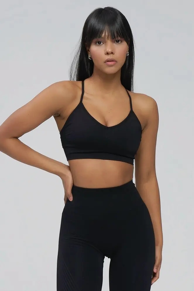 Bustieră Sport Push-Up cu Bretele Versatile,53611, negru - poza 3
