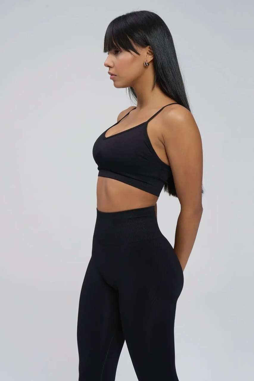 Bustieră Sport Push-Up cu Bretele Versatile,53611, negru - poza 4