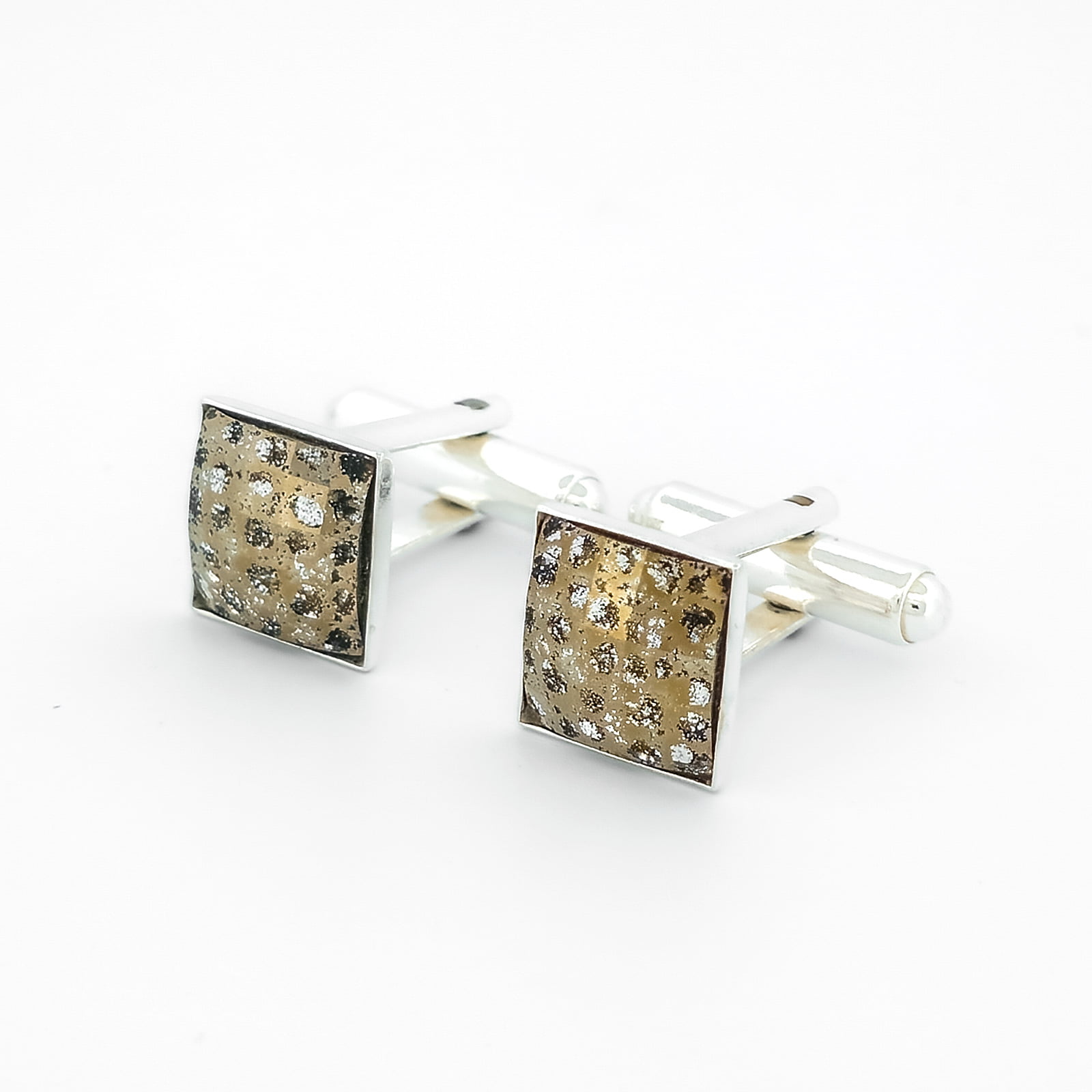Butoni argint .925 cu cristal auriu