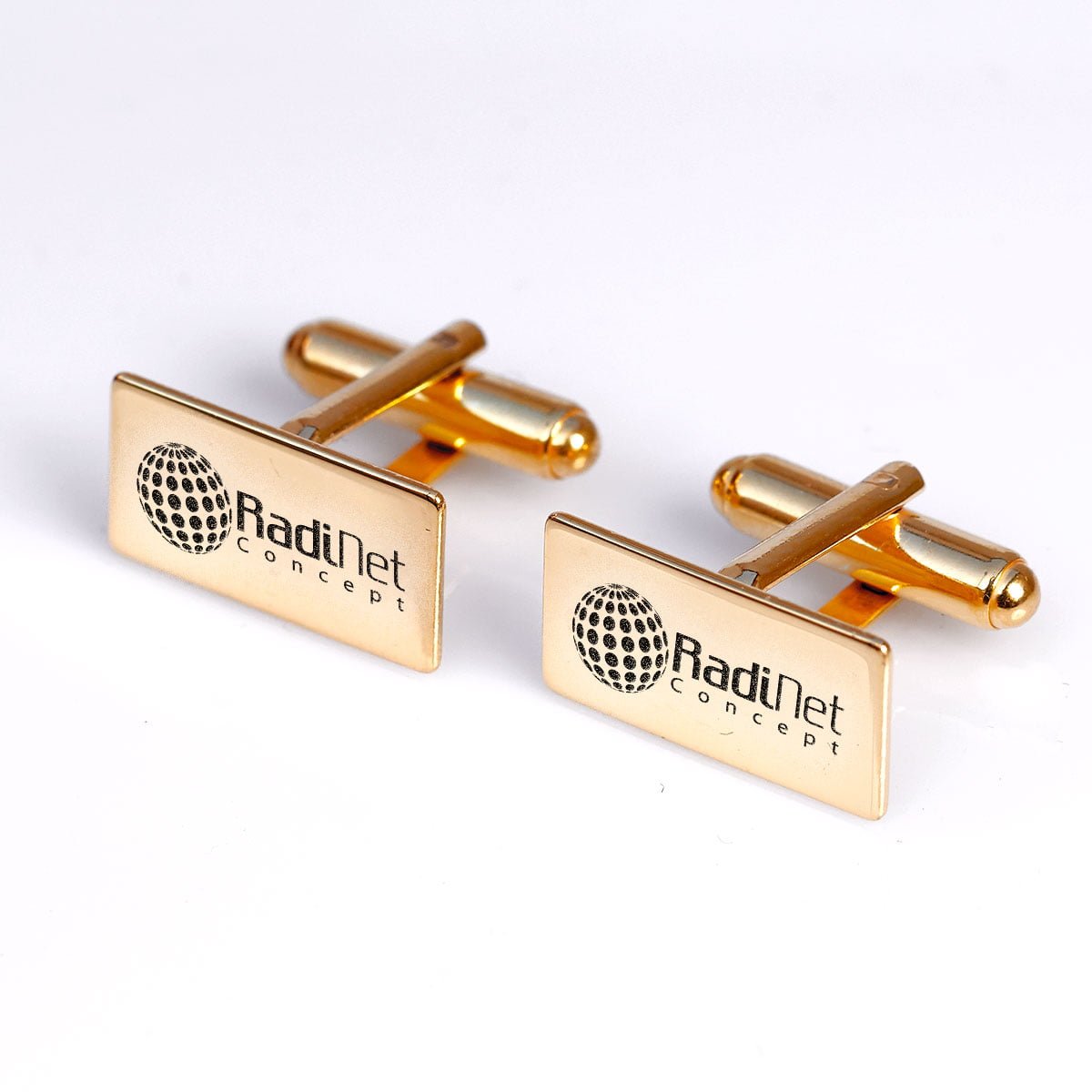 Butoni argint/Placat aur, personalizati prin gravura, RECTANGLE