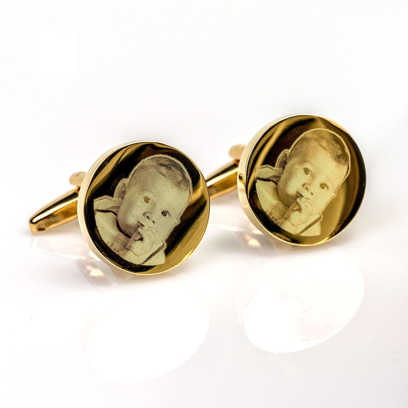 Butoni gravati cu poza GOLD ROUND