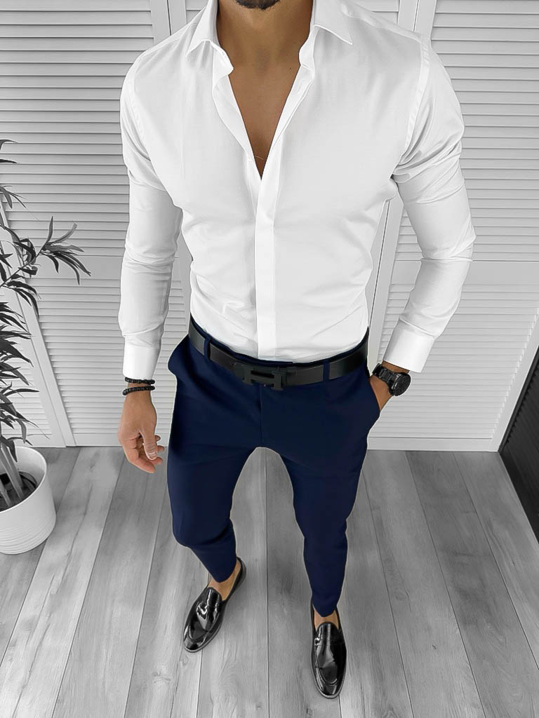 Camasa barbati alba slim fit 12989