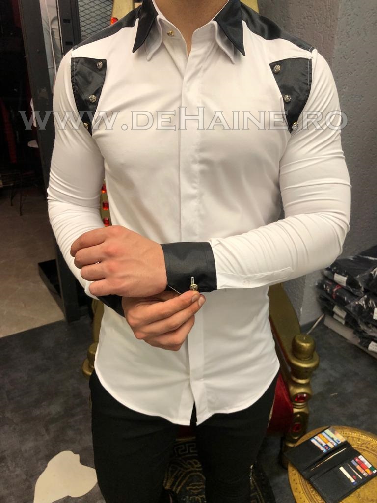 Camasa barbati alba slim fit pentru evenimente B5781 O3-4.3