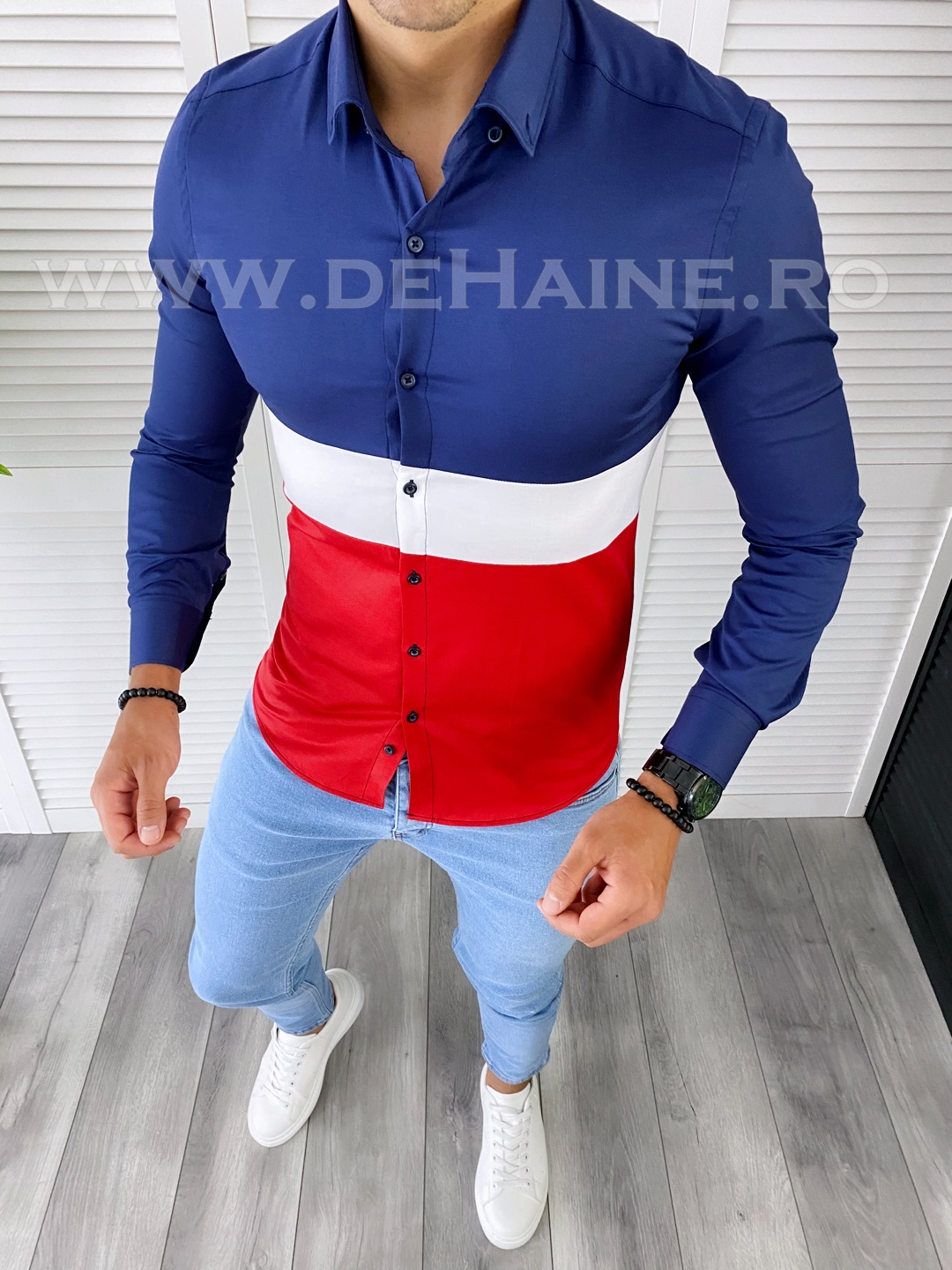 Camasa barbati bleumarin slim fit B4971 D4-4.3