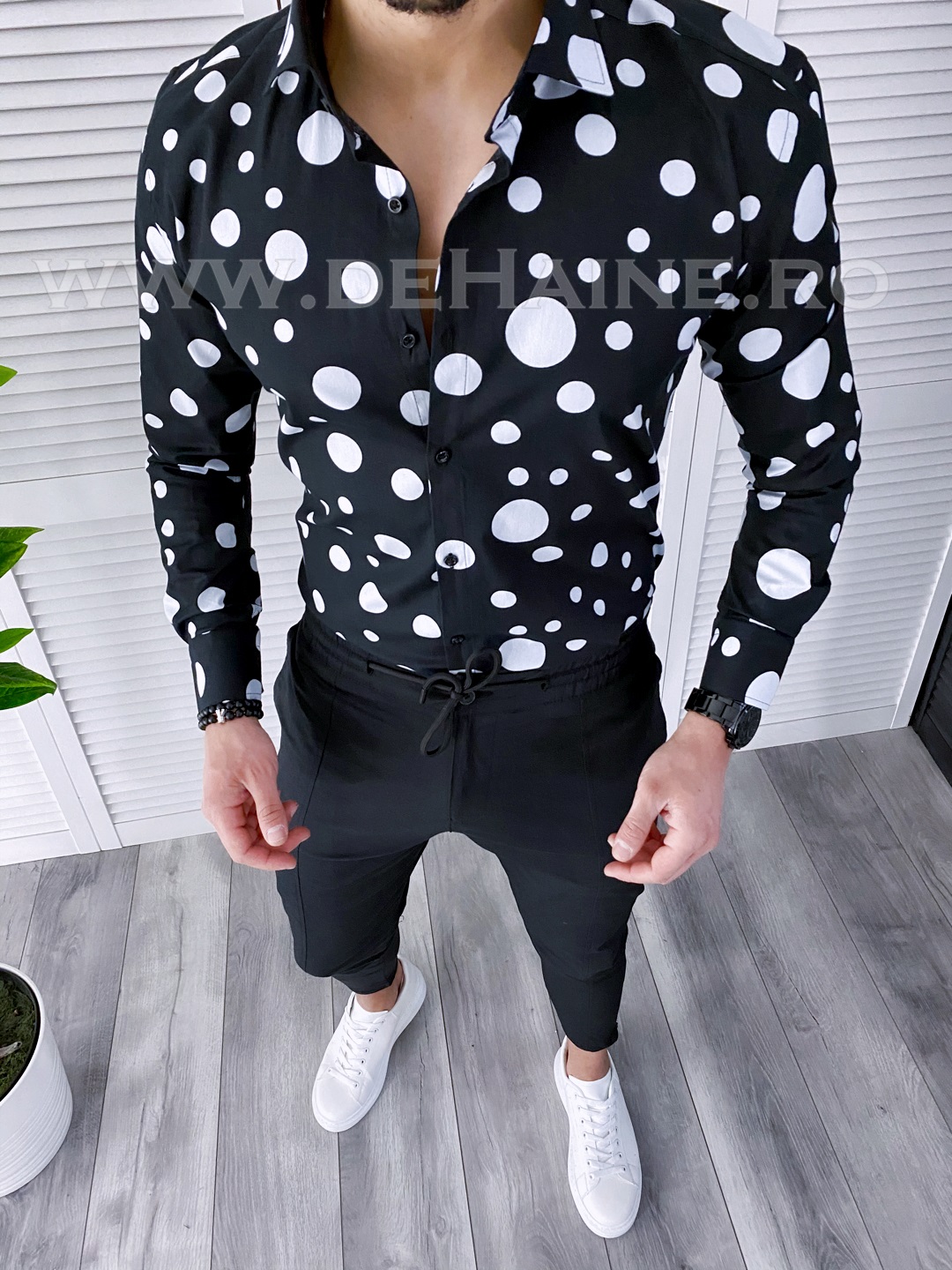 Camasa barbati neagra slim fit B2640 D6-3.3