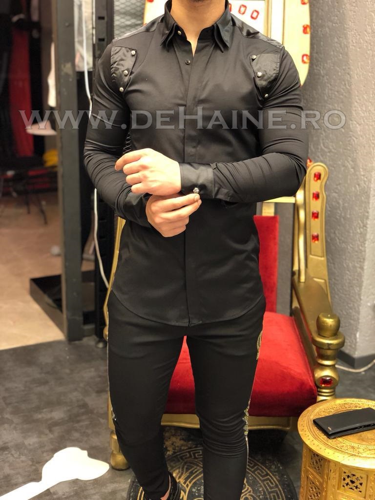 Camasa barbati neagra slim fit pentru evenimente B5780 12-2.2
