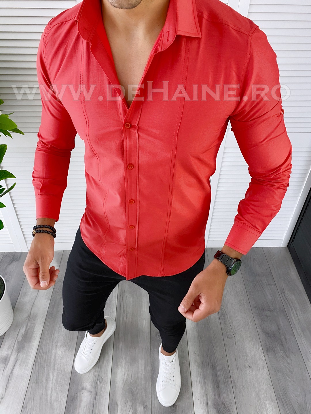 Camasa barbati rosie slim fit B1375 W8-4