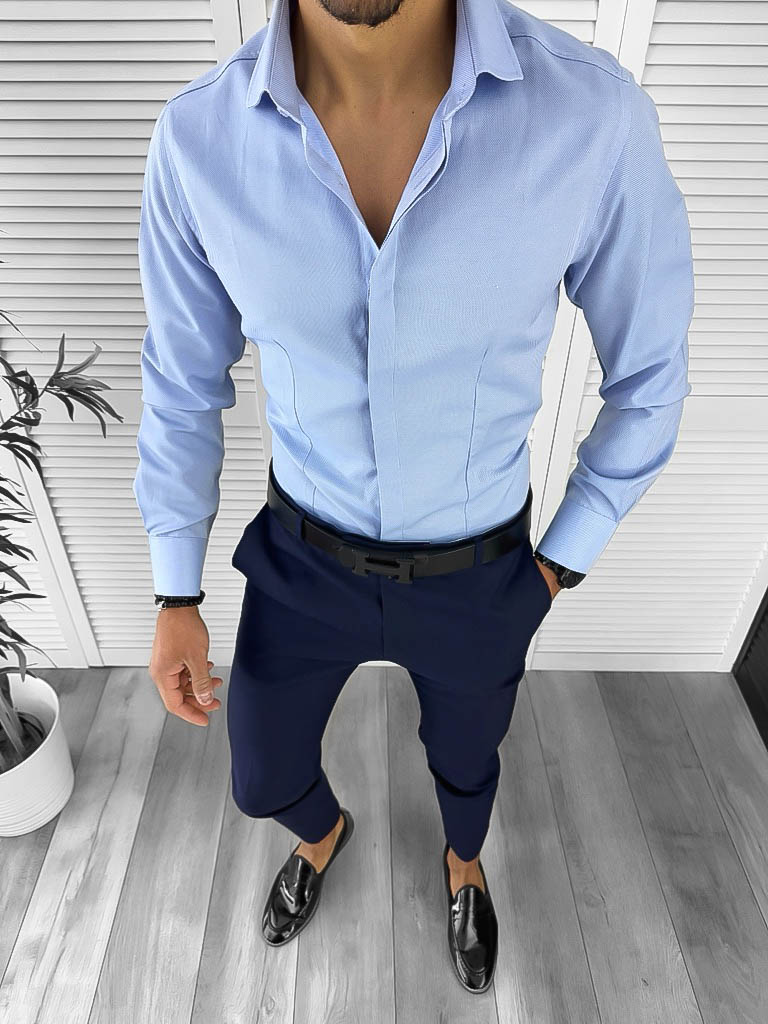 Camasa barbati slim fit albastra 12990 W2