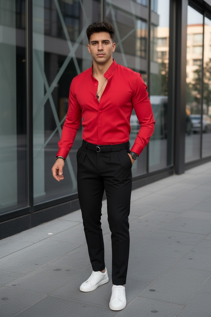 Camasa barbati slim fit rosie B8411 32-2.1