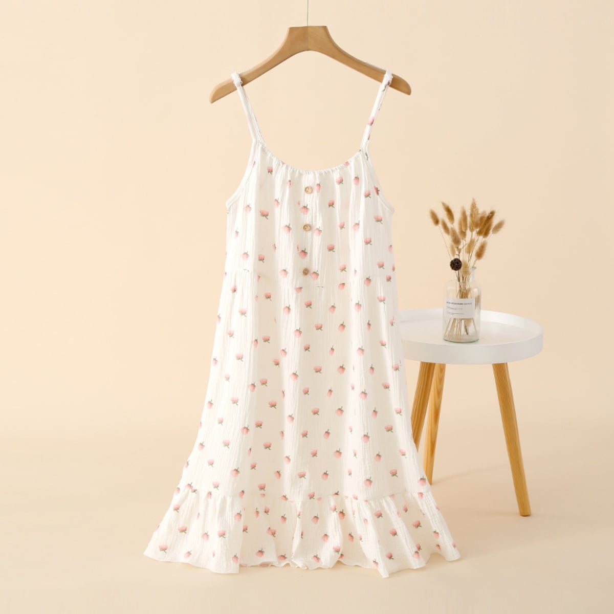 Camasa de noapte "Soft Berry" din bumbac, PJ032, Alb - poza 2