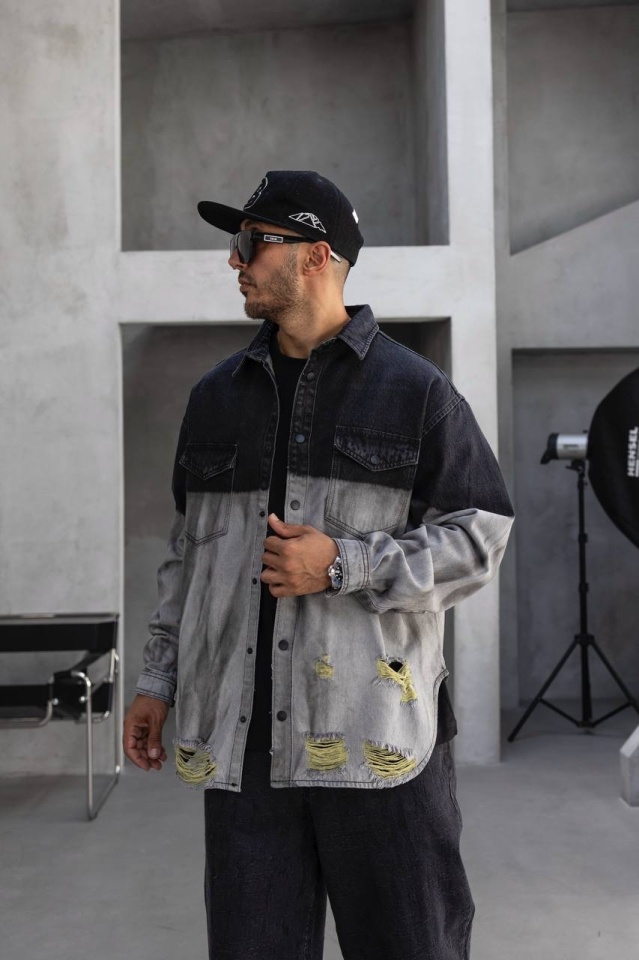 CAMASA OVERSIZE ISL BLACK-GREY CMBLACK1(17134) (MĂRIME: XL)