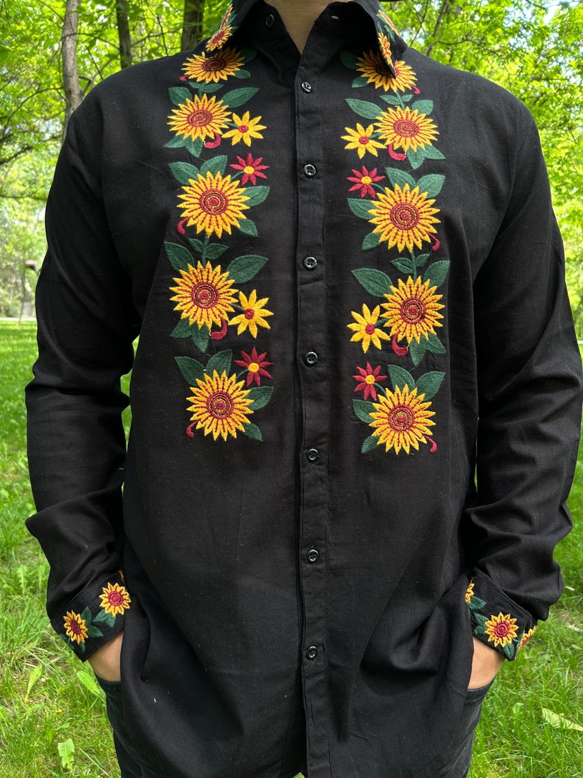 Cămașă tradițională bărbați TM1083 *floarea-soarelui* - 3XL