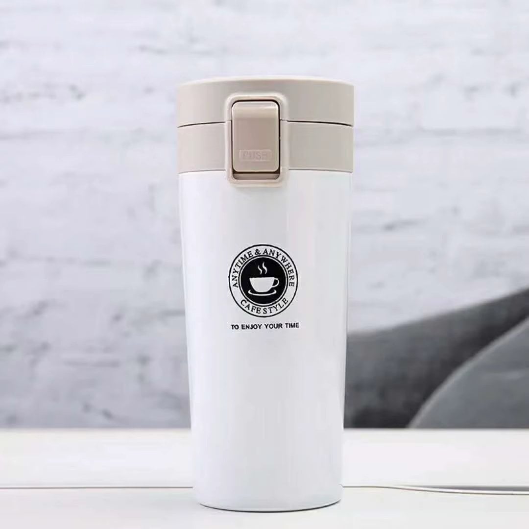 Cana Termos Premium din Inox cu Capac Flip 550 ml, TRM018, Alb - poza 1