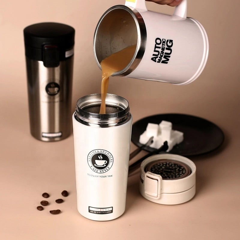 Cana Termos Premium din Inox cu Capac Flip 550 ml, TRM018, Alb - poza 3