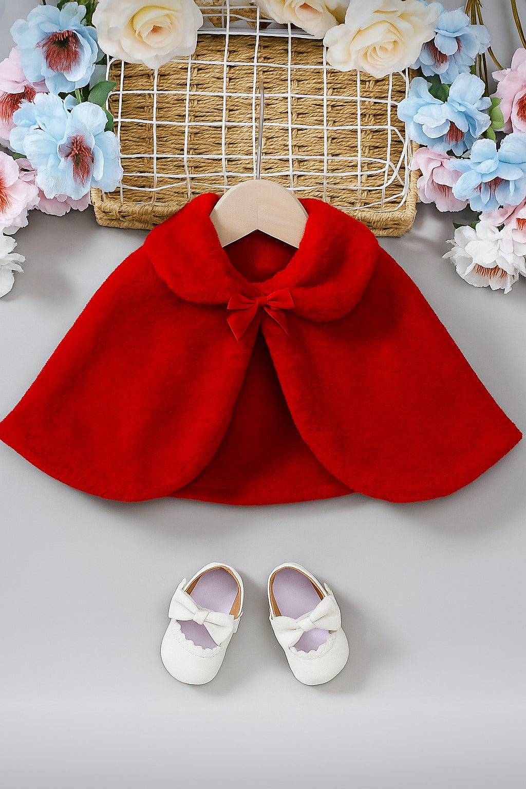Capa rosie eleganta din blanita ecologica pentru fete - Annabelle