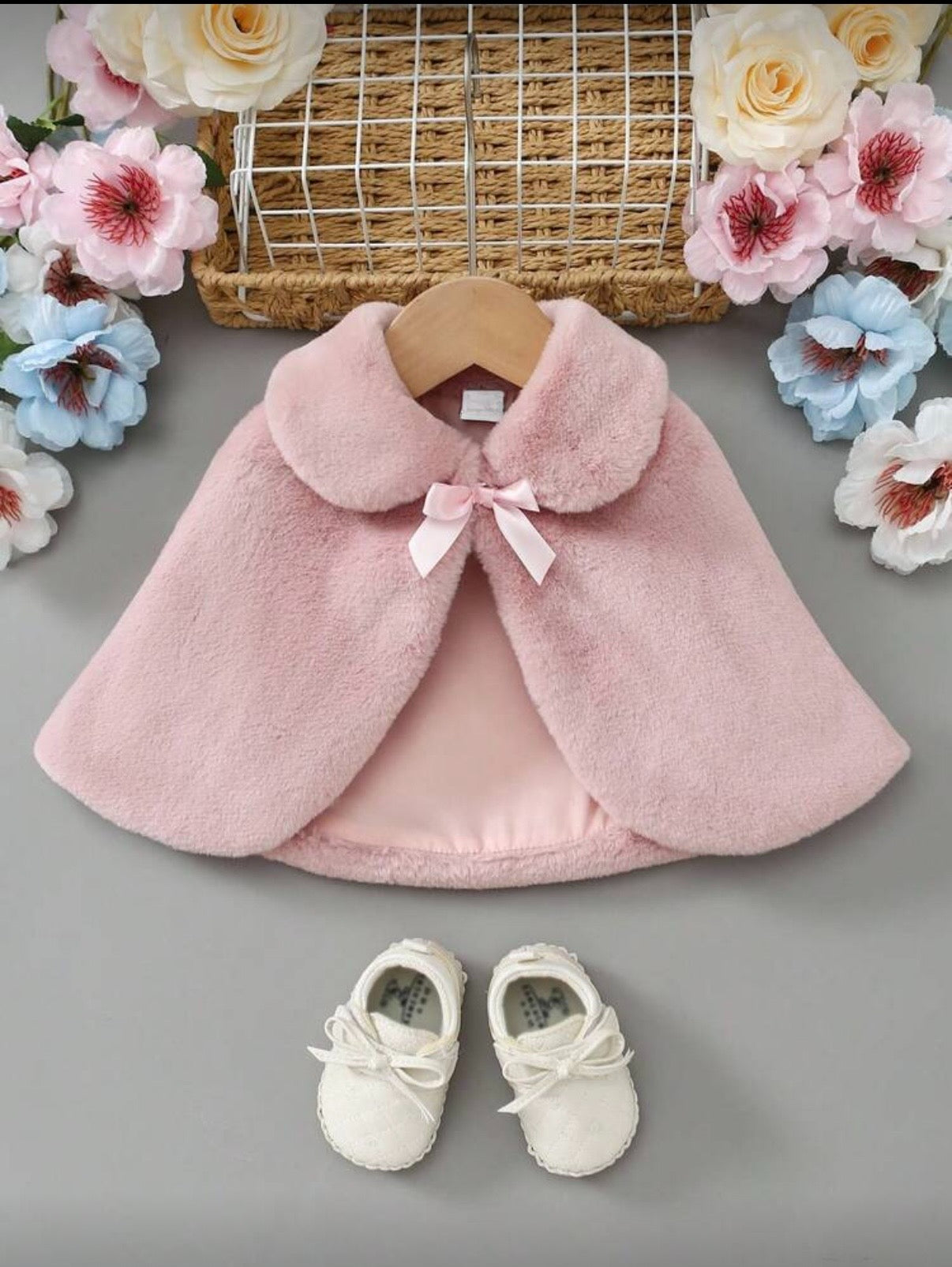 Capa rosie eleganta din blanita ecologica pentru fete - Annabelle