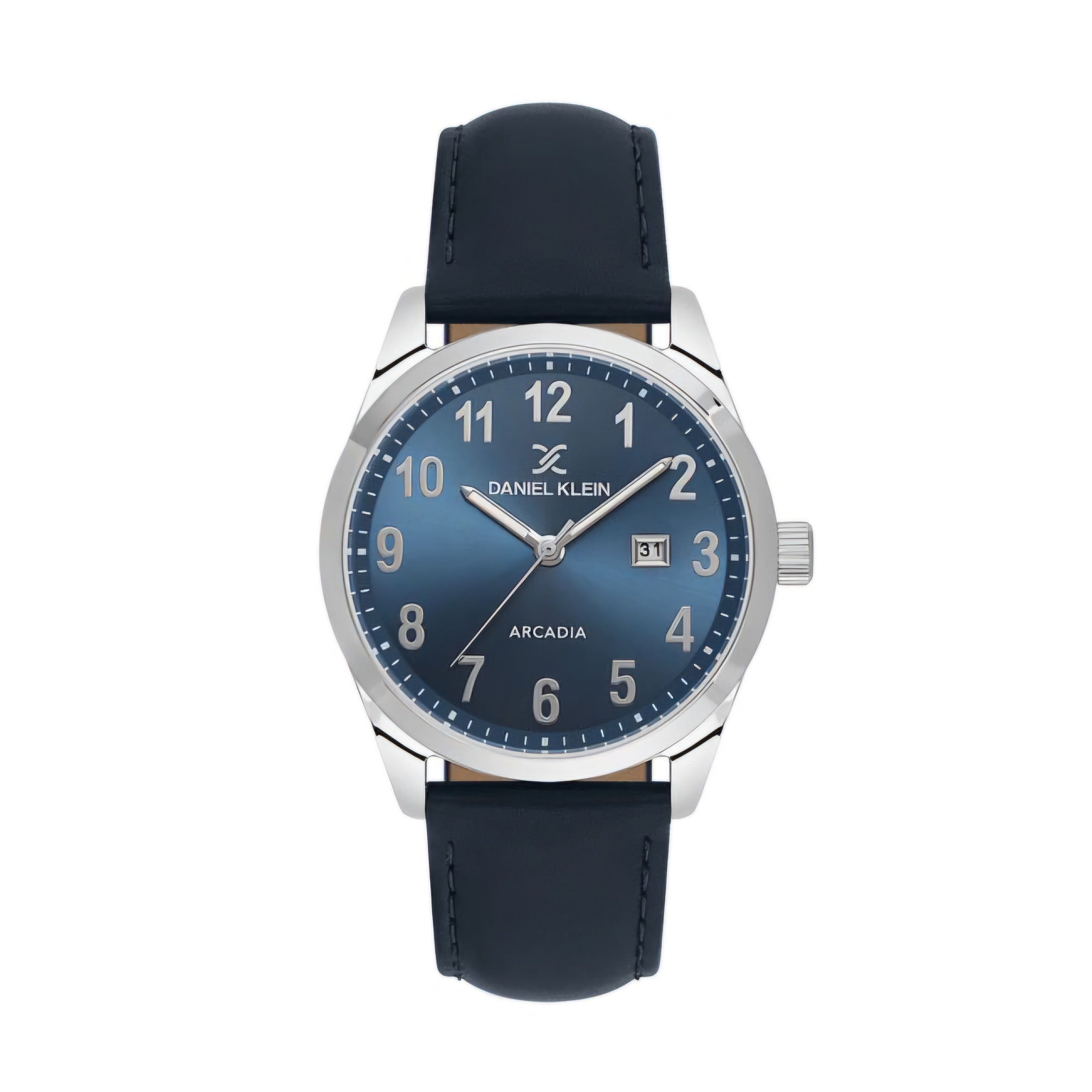 Ceas Bărbătesc Arcadia, Design Clasic cu Dată și Curea din Piele - Bleumarin