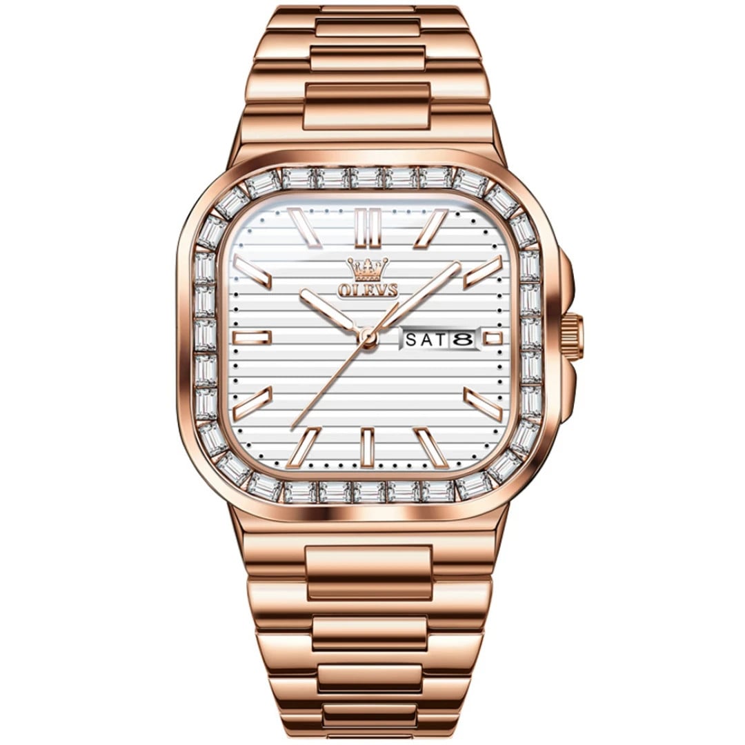 Ceas barbatesc Olevs CS1639, otel inoxidabil, rose gold, cadran alb - poza 1