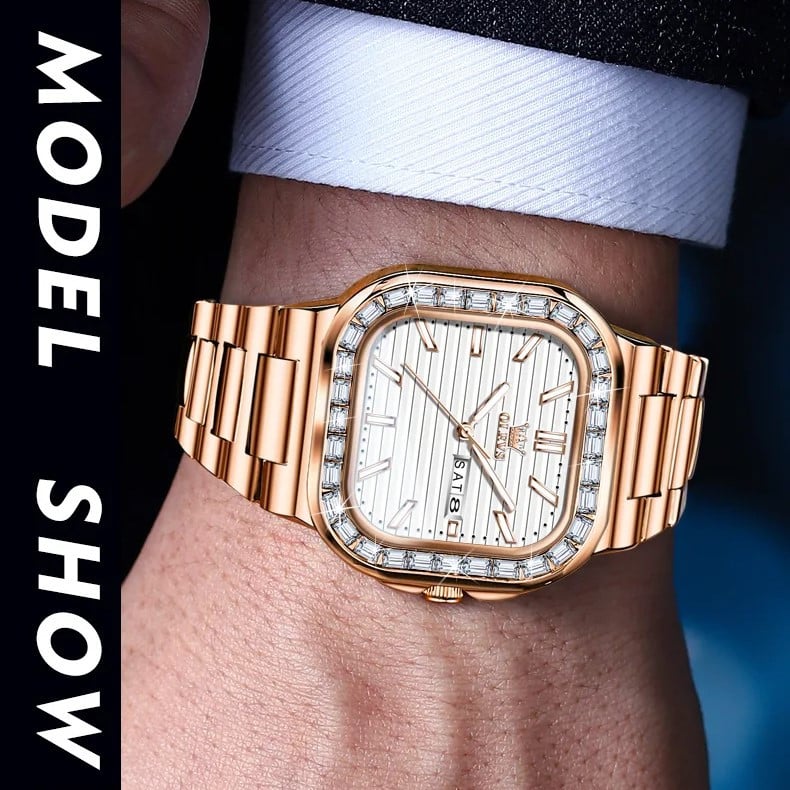 Ceas barbatesc Olevs CS1639, otel inoxidabil, rose gold, cadran alb - poza 2