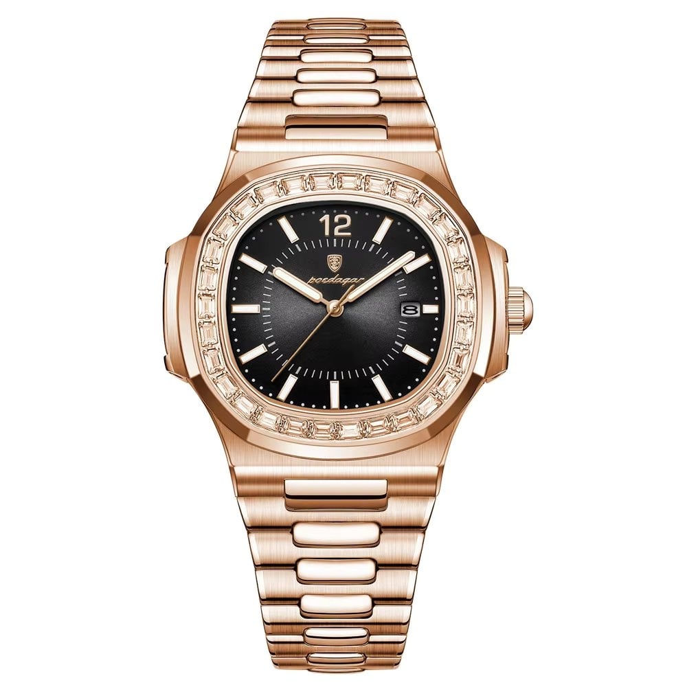 Ceas barbatesc Poedagar CS1846, otel inoxidabil, rose gold, cadran negru - poza 1