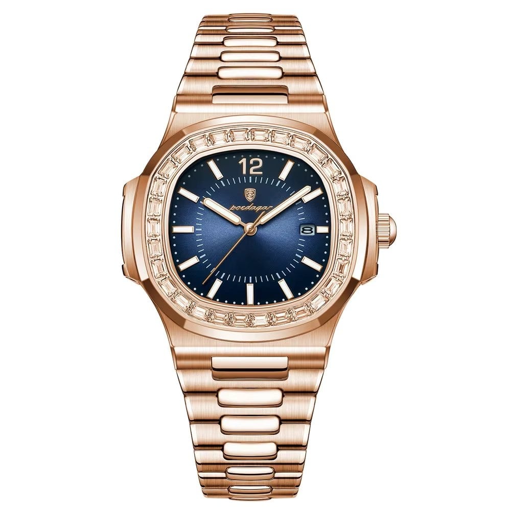 Ceas barbatesc Poedagar CS1847, otel inoxidabil, rose gold, cadran albastru - poza 1