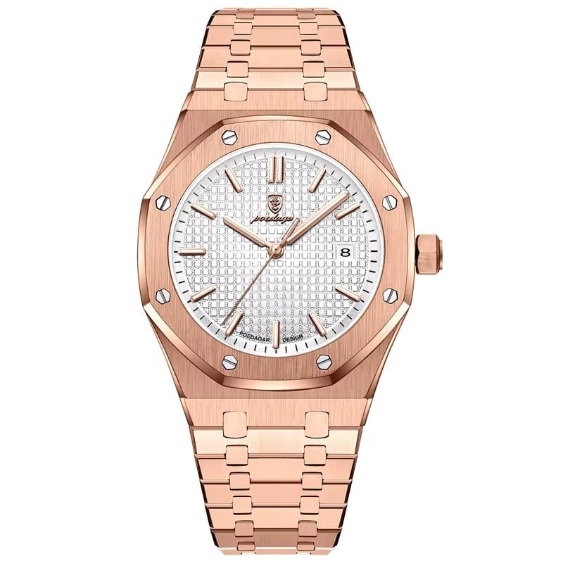 Ceas barbatesc Poedagar CS1863, otel inoxidabil, rose gold, cadran alb - poza 1