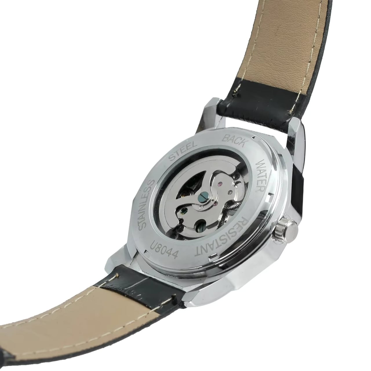 Ceas barbatesc Winner CS1727, automatic, piele naturala, negru, cadran negru - poza 4