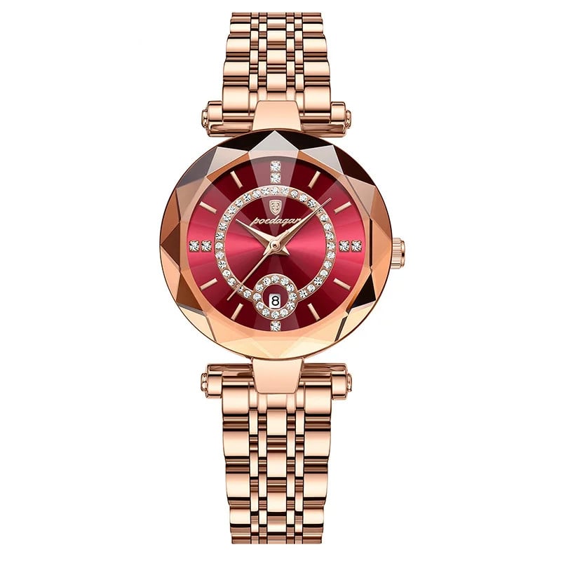 Ceas dama Poedagar CS1495, otel inoxidabil, rose gold, cadran rosu - poza 1