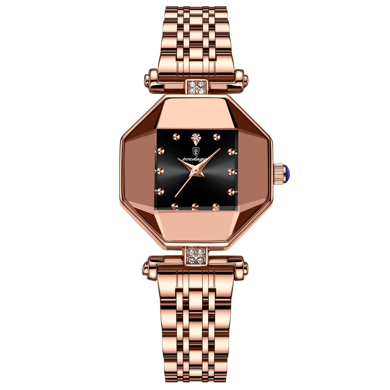 Ceas dama Poedagar CS1504, otel inoxidabil, rose gold, cadran negru - poza 1