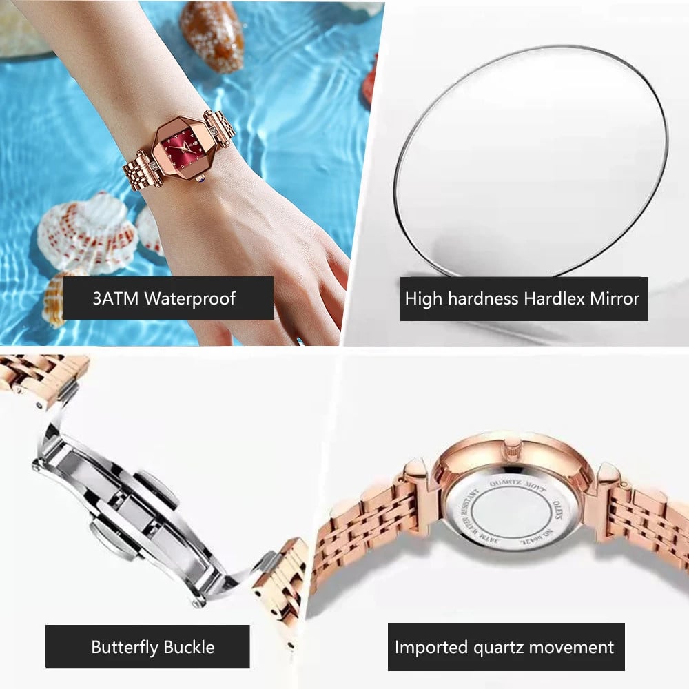 Ceas dama Poedagar CS1505, otel inoxidabil, rose gold, cadran alb - poza 2