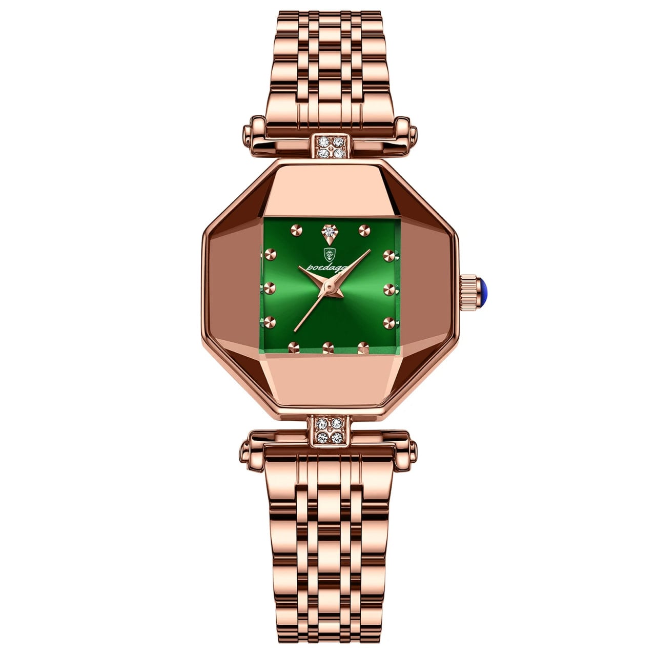 Ceas dama Poedagar CS1507, otel inoxidabil, rose gold, cadran verde - poza 1