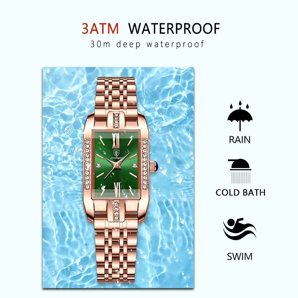 Ceas dama Poedagar CS1516, otel inoxidabil, rose gold, cadran maro - poza 2