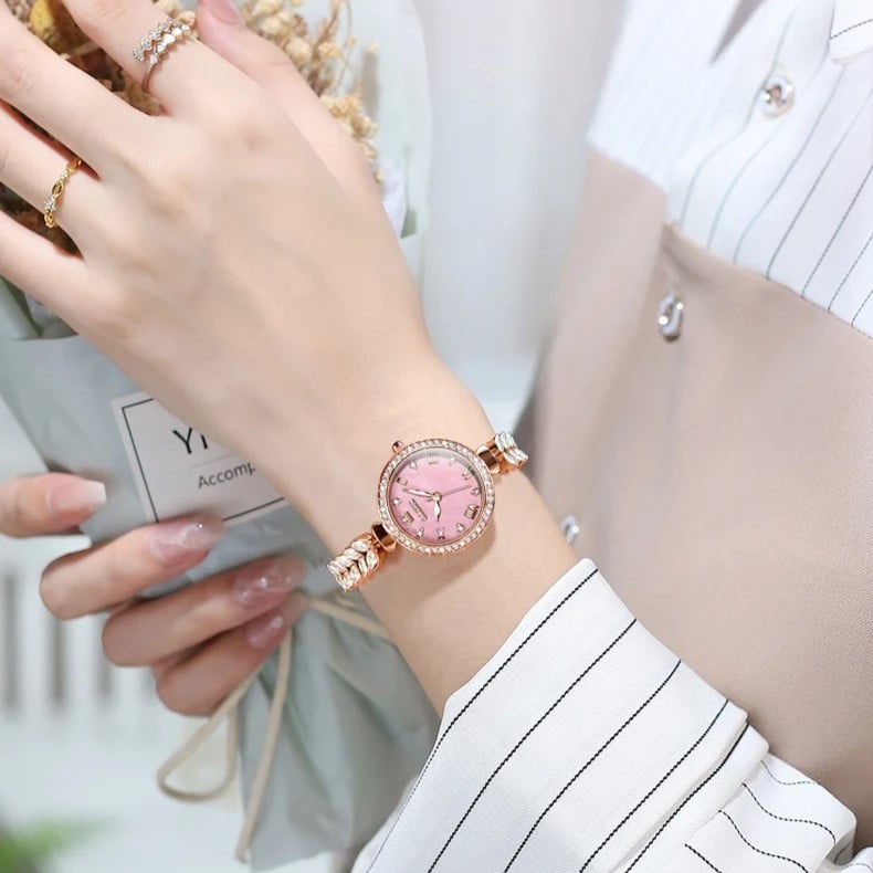 Ceas de dama Olevs CS1612, otel inoxidabil, rose gold, cadran roz - poza 2