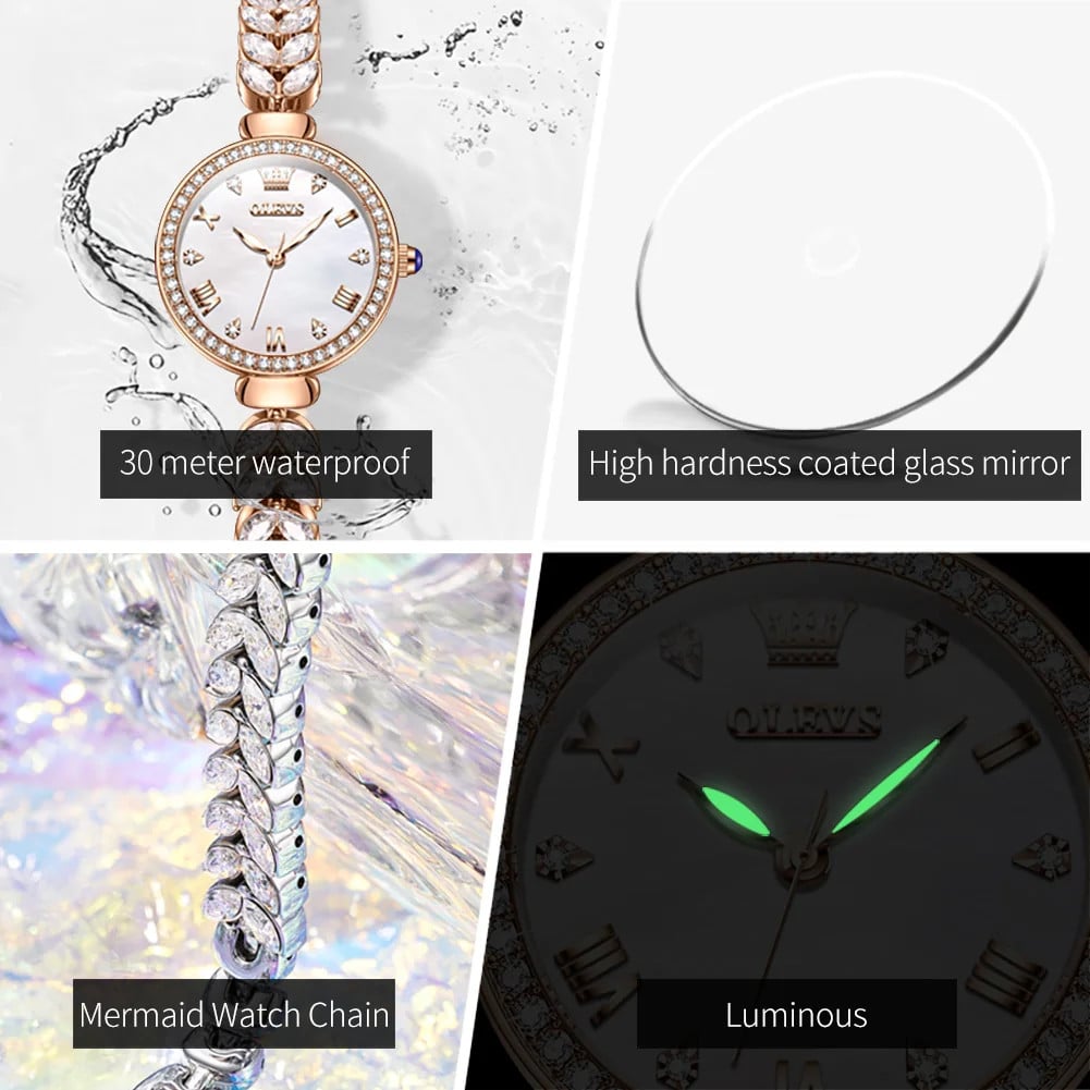 Ceas de dama Olevs CS1612, otel inoxidabil, rose gold, cadran roz - poza 3